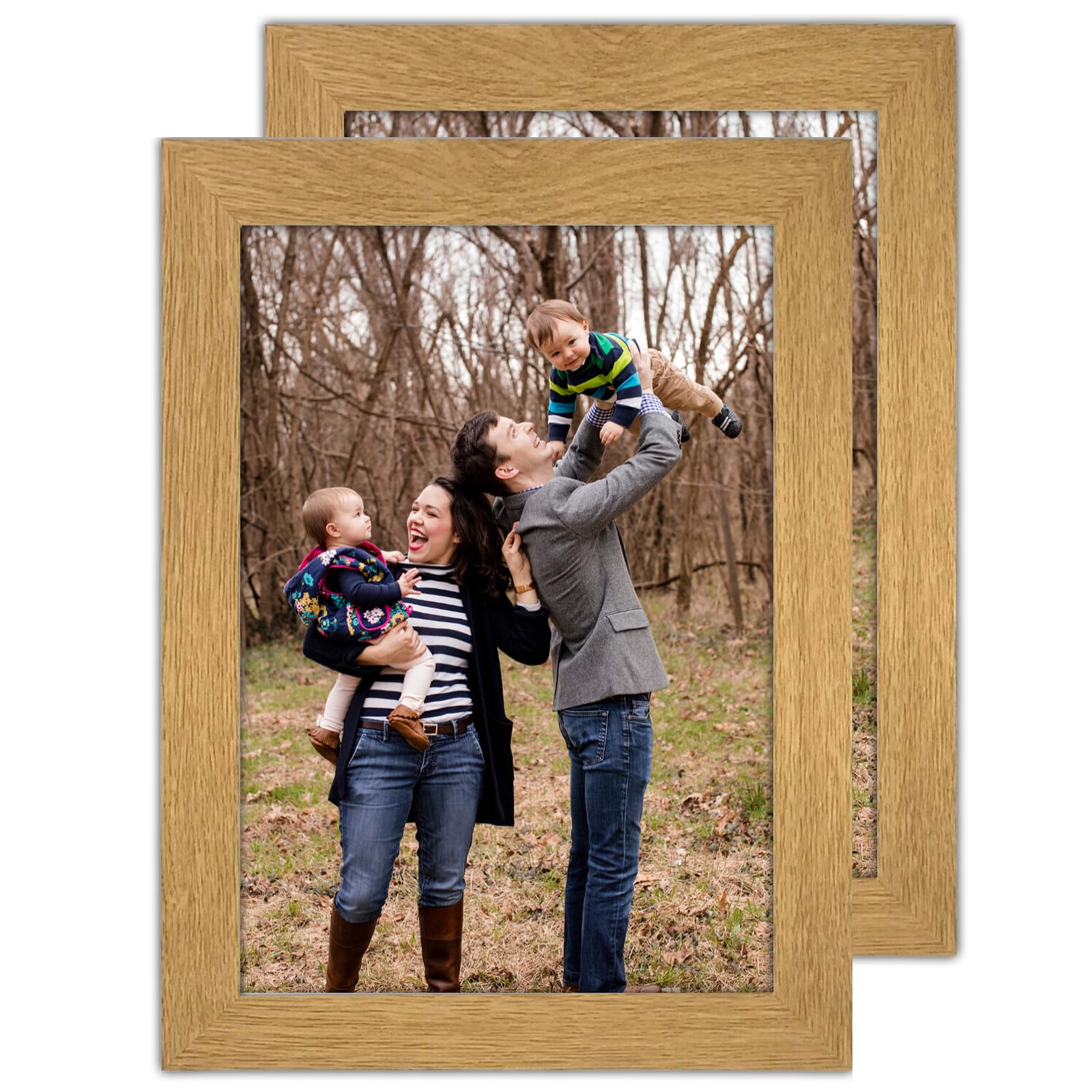 SM Decor 2 Pack Oak A3 Picture Frame - Wall Mounted Photo Frame for Pictures Posters & Certificates, A3 Size Compact Picture Frames - Oak, A3 (30 x 42 cm)