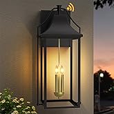Lawyettle 𝟮𝟱-𝗜𝗡𝗖𝗛 Outdoor Wall Lights Fixtures, Large Size Dusk to Dawn Waterproof Exterior Lanterns, Modern Porch Scon