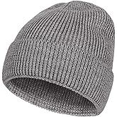 M/L/XL/XXL Merino Wool Beanie for Men, Plus Size Warm Knit Hat with Fold-Up Cuff, Soft Ski Skull Cap for Big Heads