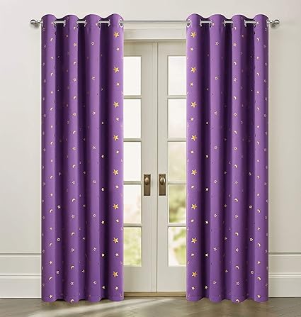 Amazon Com Stars Blackout Curtains Foil Print Gold Stars Grommet