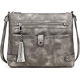 FADEON Large Crossbody Purses for Women Crossbody Bag, Designer Leather Cross Body Purses Multi Pocket Shoulder Bag