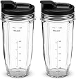 Nutri Ninja 24 oz. Tritan Cups with Sip & Seal Lids by NutriGear. Compatible with BL480, BL490, BL640, BL680 Auto IQ Series Blenders (Pack of 2)