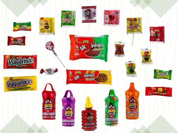 LUCAS & MEXICAN CANDY COMBO MIX (50 COUNT), VARIETY OF SOUR, SWEET, SPICY, INCLUDE LUCAS BABY POWDER, MUECAS, SKWINKLES, GUSANO, VERO, AND MORE MEXICAN CANDIES, AZTECA, DE LA ROSA BY LOOKON