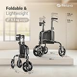Helavo 3 Wheel Walker with Double Front Wheels Foldable Aluminium Rollator view 3