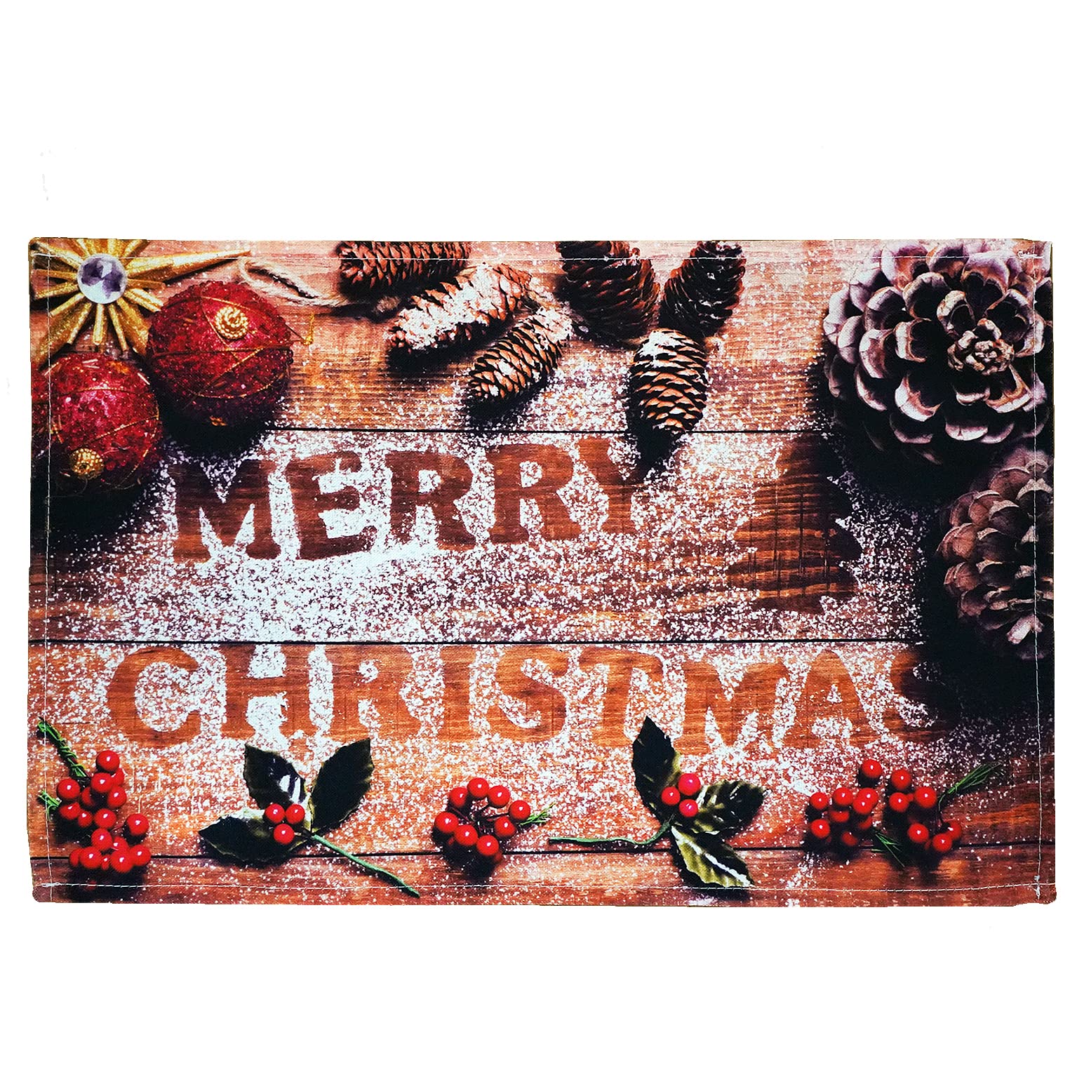 texpot Placemat 30 x 45 cm 100% Polyester Christmas Merry Christmas Decoration on Wooden Board