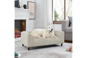 CHORLENIMI Dog Bed for Large Dogs Up to 60 lbs, 39.75" W Memory Foam Dog Sofa Bed, Durable Elevated Dog Couch Bed with Legs, Rectangle Dog Sofa,Pet Bed for Medium and Large Dogs(Beige, 39.75'')