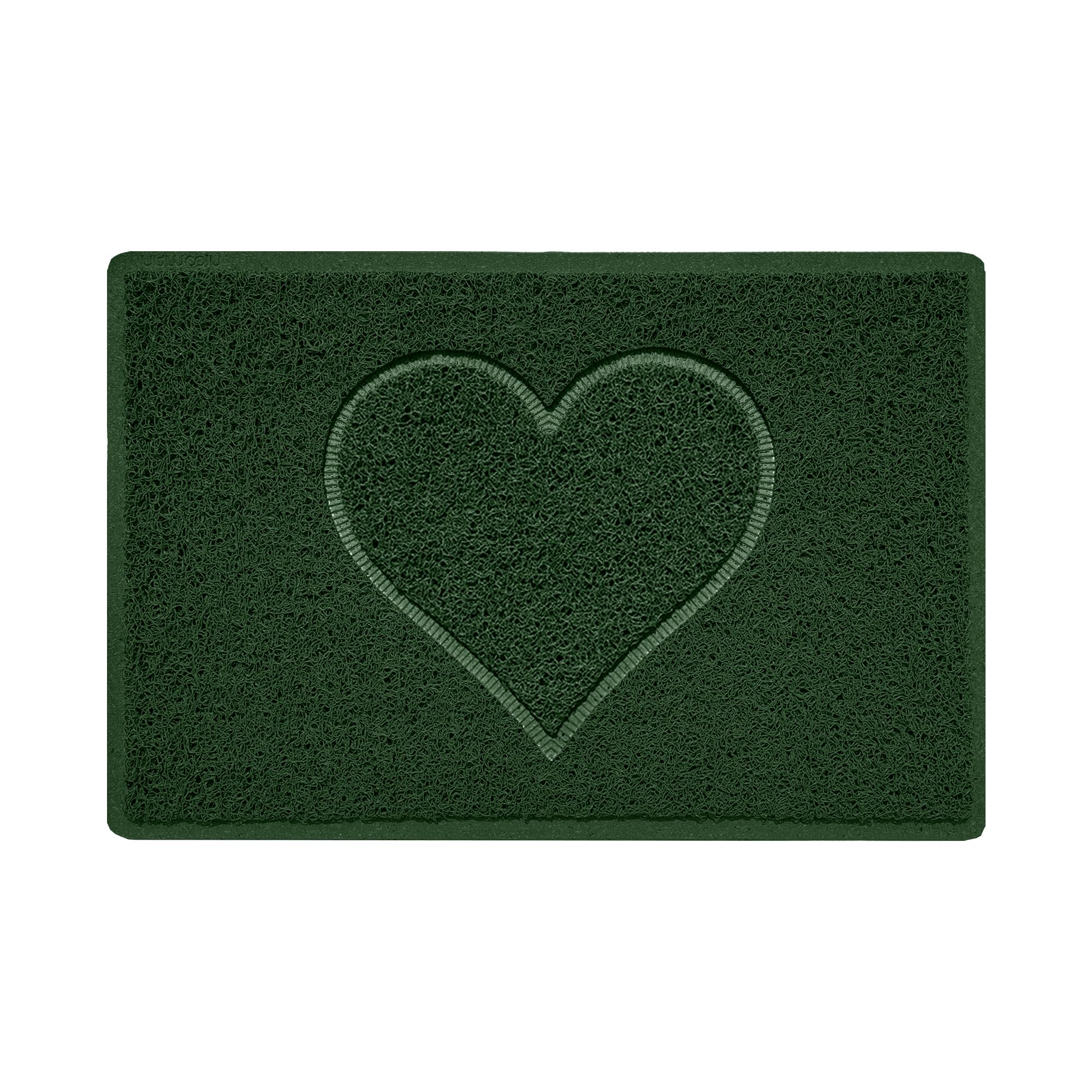 Nicoman Heart Shape Embossed Entrance Door Mat Non Slip Dirt Trapper PVC Spaghetti Mat with Rubber Base, Jet Washable Quick Drying Doormat Indoor or Outdoor - (Small, Green, 60 x 40cm)