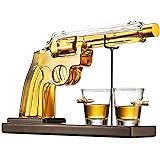 Pistol Gun Whiskey Decanter Liquor Bottle and Bullet Shot Glasses, Whiskey Glasses, Decanter Set for Scotch Whiskey Vodka Bou