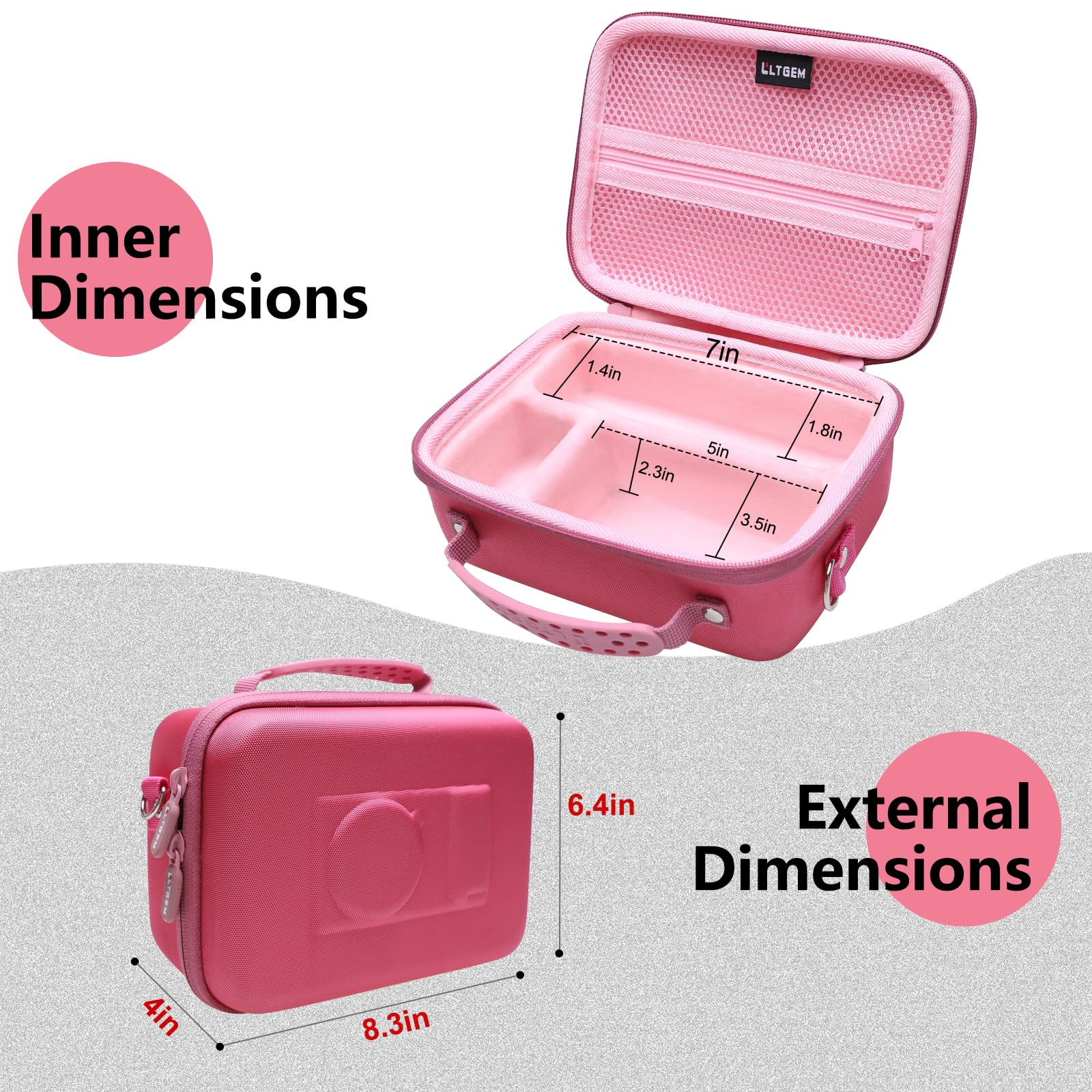 Camera Case Compatible with Sony Alpha ZV-E10 / ZV-1F / ZV-1 / ZV-1 II Vlog Camera with Shoulder Strap by LTGEM, Fits Vlogger Accessory Kit Tripod and Microphone, Magenta+Pink