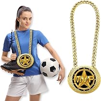 Collier MVP Doré Pour Sportifs – Chaîne Plastique Plaquée Or Avec Médaille « MVP », Récompense équipes