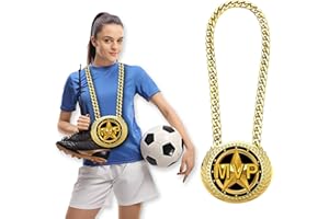 GOUTOPORTS Greatest of All Time Turnover Chain - 6" Big Gold Awards Medal Goat Trophy Necklace Champion Chain for Football Fantasy Basketball Soccer Sports Achievements MVP Turnover Chain Athlete Prize Gifts