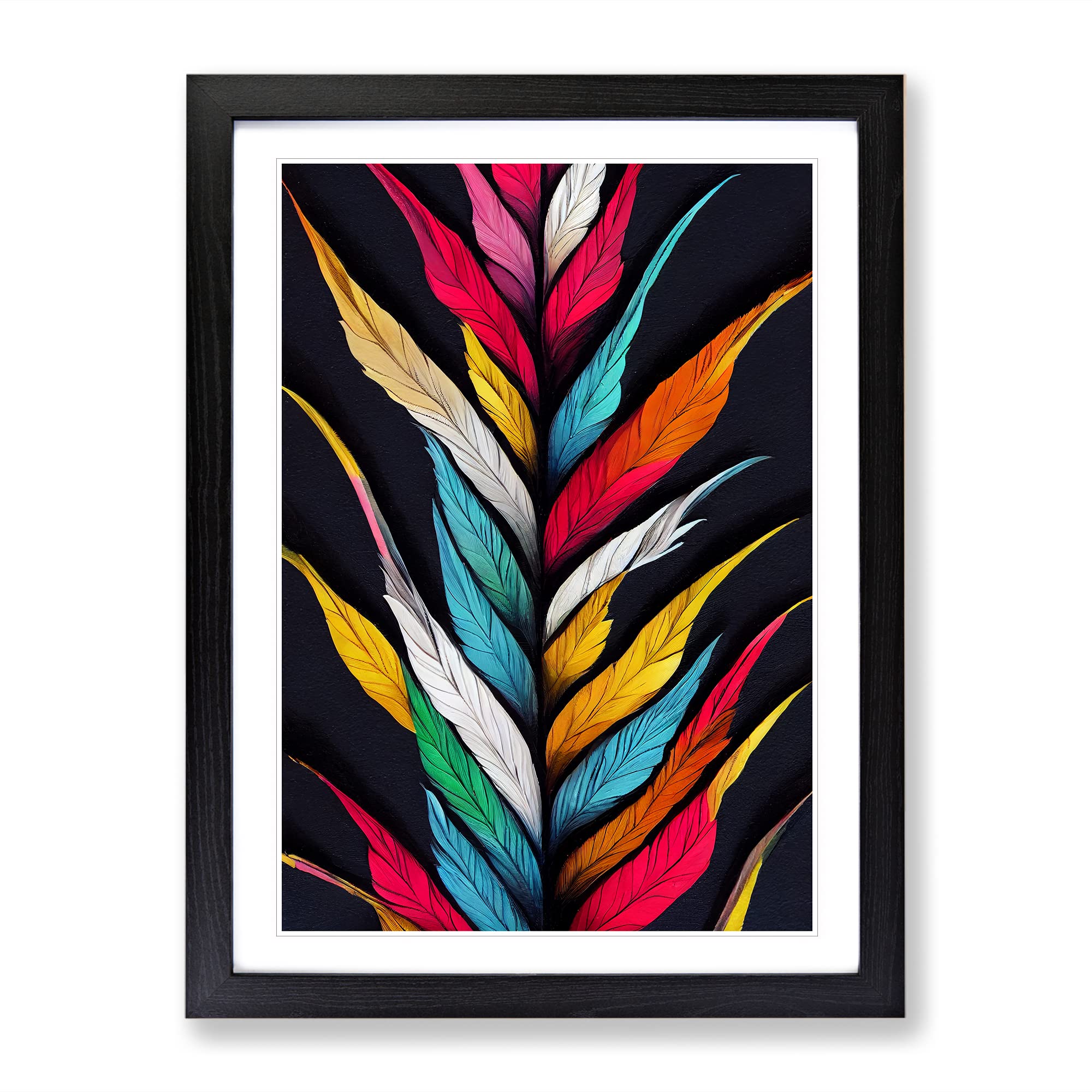 Rising Feathers Framed Print | A3 Black Framed Wall Art | Ready to Hang | Modern Nature Picture | Living Room Bedroom Lounge Office
