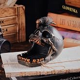 Arola Skull Crow Decoration Desktop Organiser，Creative Skull Cigar Ashtray，Collectible Jewelry Trays for Home Office Desk Supplies Organizer Accessory.