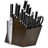 Shun Classic 15 Piece Block Set | Includes 8" Chef's, 7" Santoku, 6" Fillet, 3.5" Paring Knife &amp; More, Damascus Stainless Steel Cladding, Pakkawood Handle
