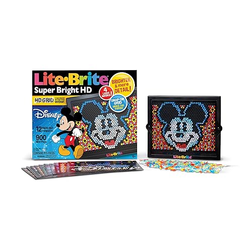 Basic Fun Lite-Brite | Super Bright HD Disney | Light Up Drawing Board, LED Board with Colours, Light Up Toys for Creative Play, Glow Art Neon Effect Drawing Board, Light Toys for Kids Ages 4 02372
