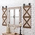 Glitzhome Decorative Wall Mirror Rustic Farmhouse Accent Mirror Wood Window Frame Oversized Wall Mirror Vintage Rectangle Mirror for Entryway Bedroom Living Room Bathroom Dresser, 31.5”H