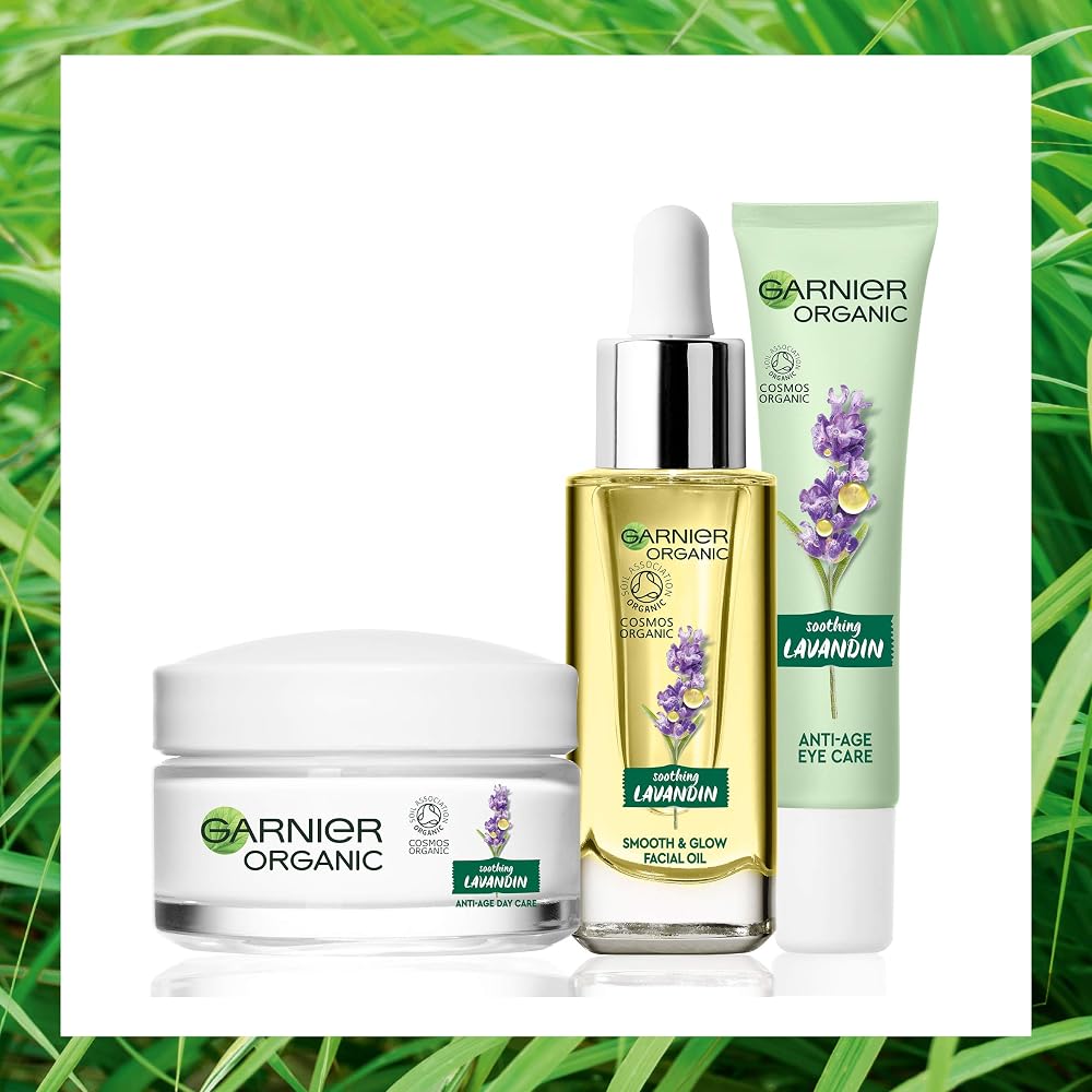 Garnier Organic Lavandin Anti-Age Day Cream Eye Cream Facial Oil Set