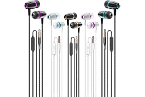 Kirababy Earbuds Wired with Microphone, 5 Pack Wired Headphones with Powerful Heavy Bass, High Definition, Earphones Wired 3.5mm Jack