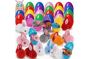 24Pack Easter Bunny Eggs Fillers, Adults Bright Colorful Bunny Inside Prefilled Easter Eggs for Adults Hunt Basket Rabbit Min
