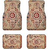 Nyvrezd Luxury Car Floor Mats Full Set | Car Decor for Men Women | Vintage Oriental Pattern | Heavy Duty All-Weather Universal Rubber Liners | Non-Slip & Odor-Free