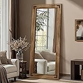 FICTOR Wooden Full Length Mirror, 55"x22" Solid Wood Frame Floor Mirror, for Farmhouse, Bedroom, Living Room, Entryway Decor, Leaning or Hanging