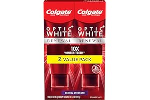 Colgate Optic White Renewal Teeth Whitening Toothpaste, Enamel Strength, 3 Oz Tube, 2 Pack