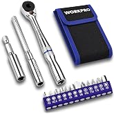 WORKPRO 1/4'' Mini Ratchet Wrench, T-Handle Extension &amp; Magnetic Bit Holder | 60-Tooth Reversible,1'' Long S2 Bits, Compact Oxford Pouch for Tight Space Repair, Bike Auto Repair