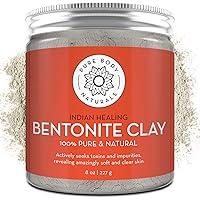Pure Body Naturals Pure Bentonite Powder for DIY Detox Bath & Facial Mask, Pure Indian Healing Clay for Burns, Mastitis, Infl