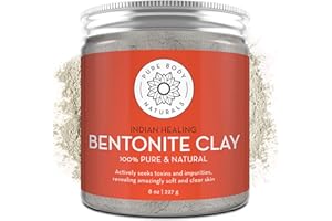 Pure Body Naturals Bentonite Clay Powder for DIY Detox Body & Face Mask, Pure Indian Healing Clay for Deep Pore Cleansing and Armpit Detox for Women, (8.0 oz)