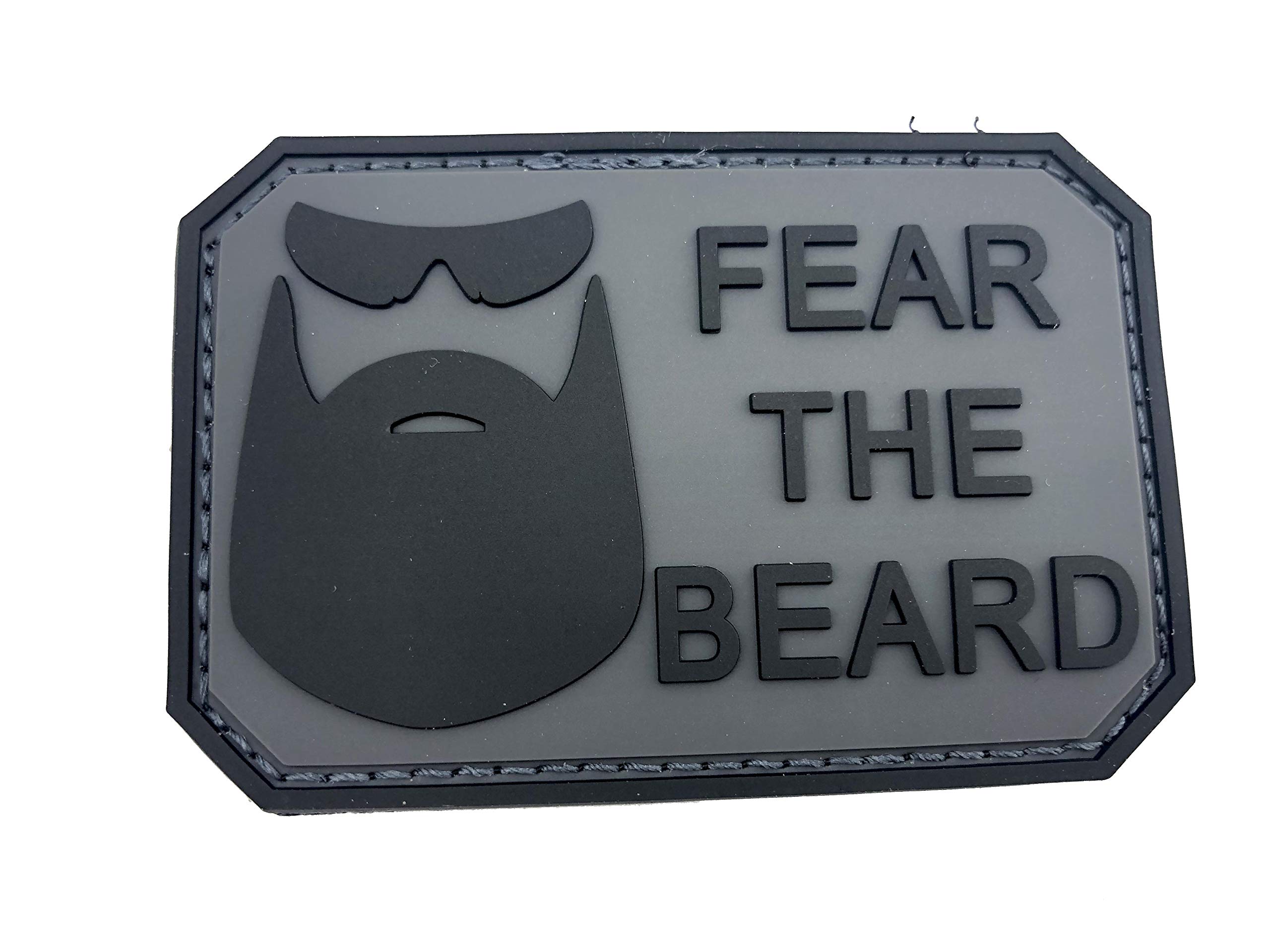 Fear The Beard Black Grey PVC Airsoft Paintball Patch
