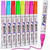 AKARUED Fluorescent Neon Paint Markers: 8 Colors UV Marker, Waterproof Permanent Blacklight Oil-Based Paint Pens with Medium Tip for Rock, Wood, Canvas, Metal, Ceramic, Scrapbooking and DIY Art Crafts