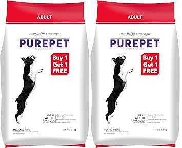 Purepet Adult Meat and Rice, 1.1 kg (Buy 1 Get 1 Free)