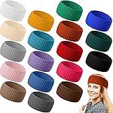 Janinka 18 Pack Headbands for Women Bulk Wide Non Slip Spring Knit Headband Soft Elastic Head Band Crochet Hair Accessories Fit Cool Cold Weather Fashional Hairband for Workout Yoga Makeup Daily Wear