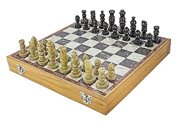 Chessncrafts Marble Soapstone Chess Board Game (Multicolour, 12-inch)