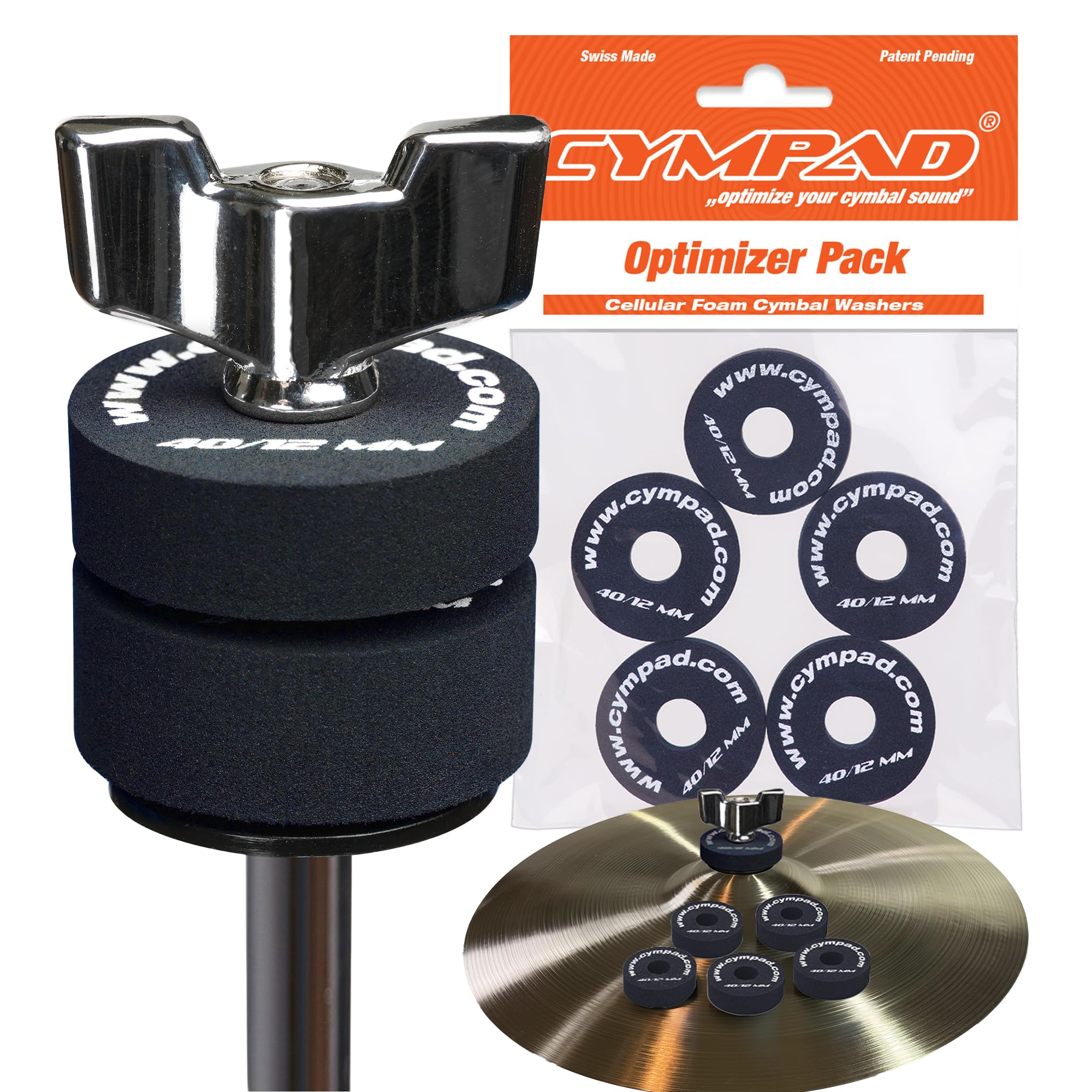 Cympad Optimizer Foam Cymbal Washers 40x12mm - Set of 5 foam pads for cymbals - Improves sound, protection, and stability - Suitable for all setups - Must-Have for drummers.