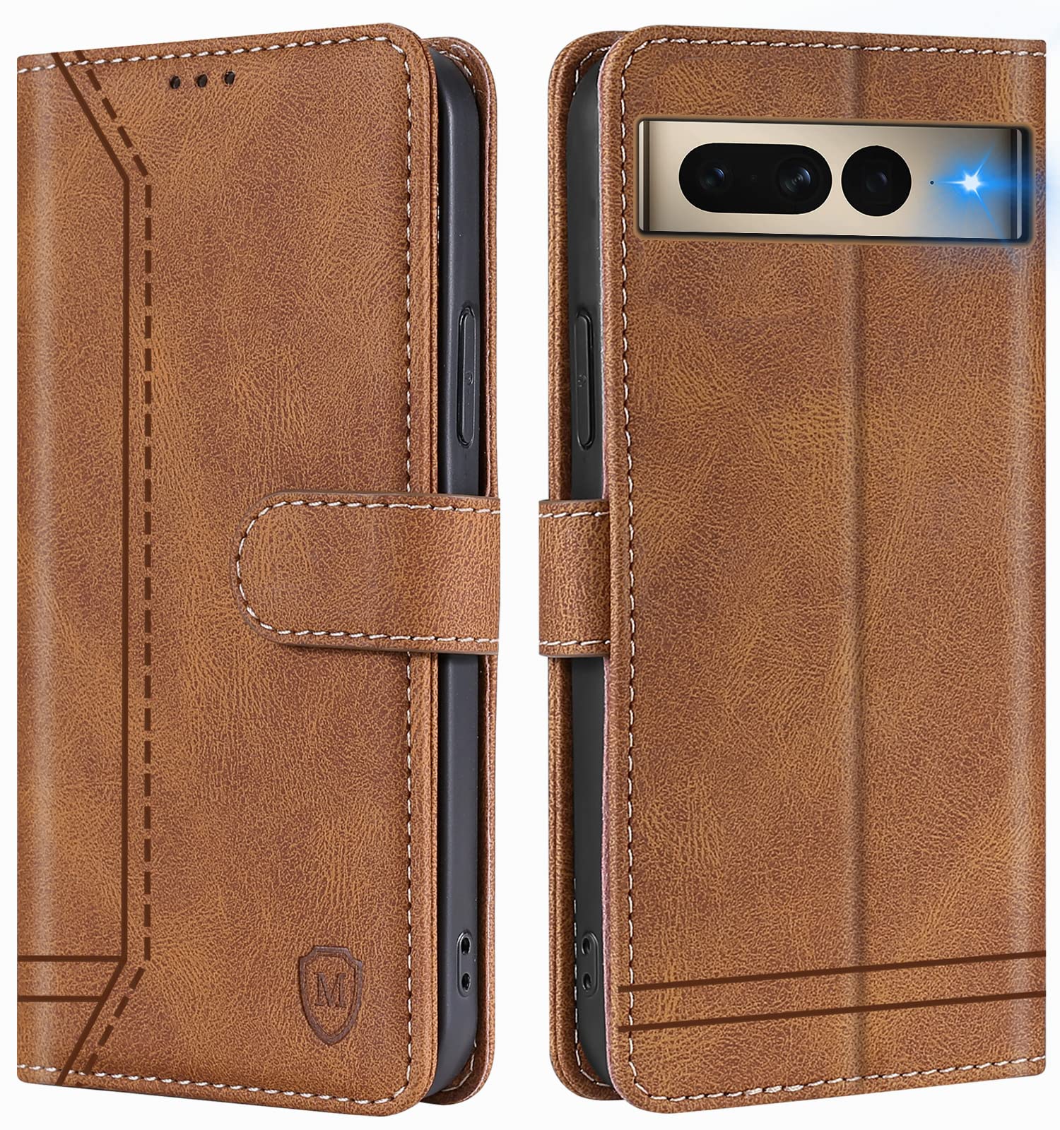 GoodcAcy for Google Pixel 8 Pro Case Leather Wallet Book Flip Folio Stand View Magnetic Closure with Card Slots Cover Case Compatible with Google Pixel 8 Pro (Brown)