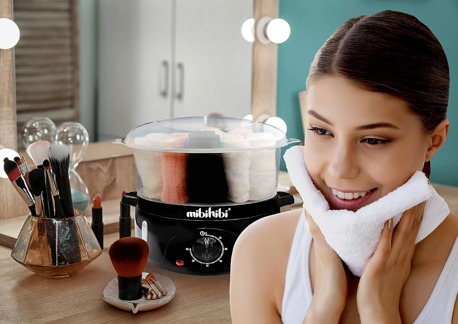 Personal Household Use Hot Moist Towels Warmer and Steamer - Holds 12-15 Moist Towels, Ready in 10-15 Minutes with 60 Minutes Auto Off Timer and Power Indicator Light: Beauty