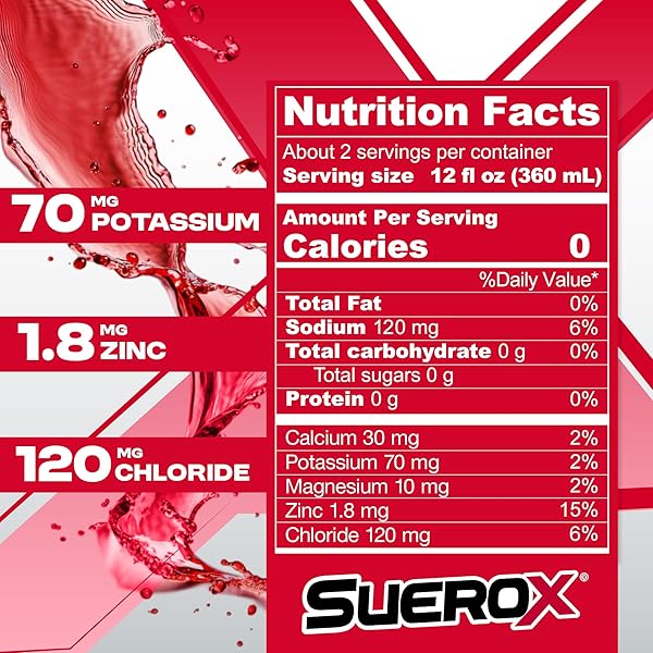 SUEROX SUGAR FREE SPORTS DRINK FOR HYDRATION AND RECOVERY, ELECTROLYTE HYDRATION DRINK WITH 8 IONS, ZERO CALORIE SPORTS DRINKS, ORANGE RESCUE, 21.3 FL OZ, 12 COUNT