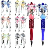 6Pcs Bow Flower Tassel Fancy Beads for Pens Acrylic Bow Focal Spacer Beads for DIY Craft Beadable Pens Keychain Bracelet Necklace Earrings Jewelry Making