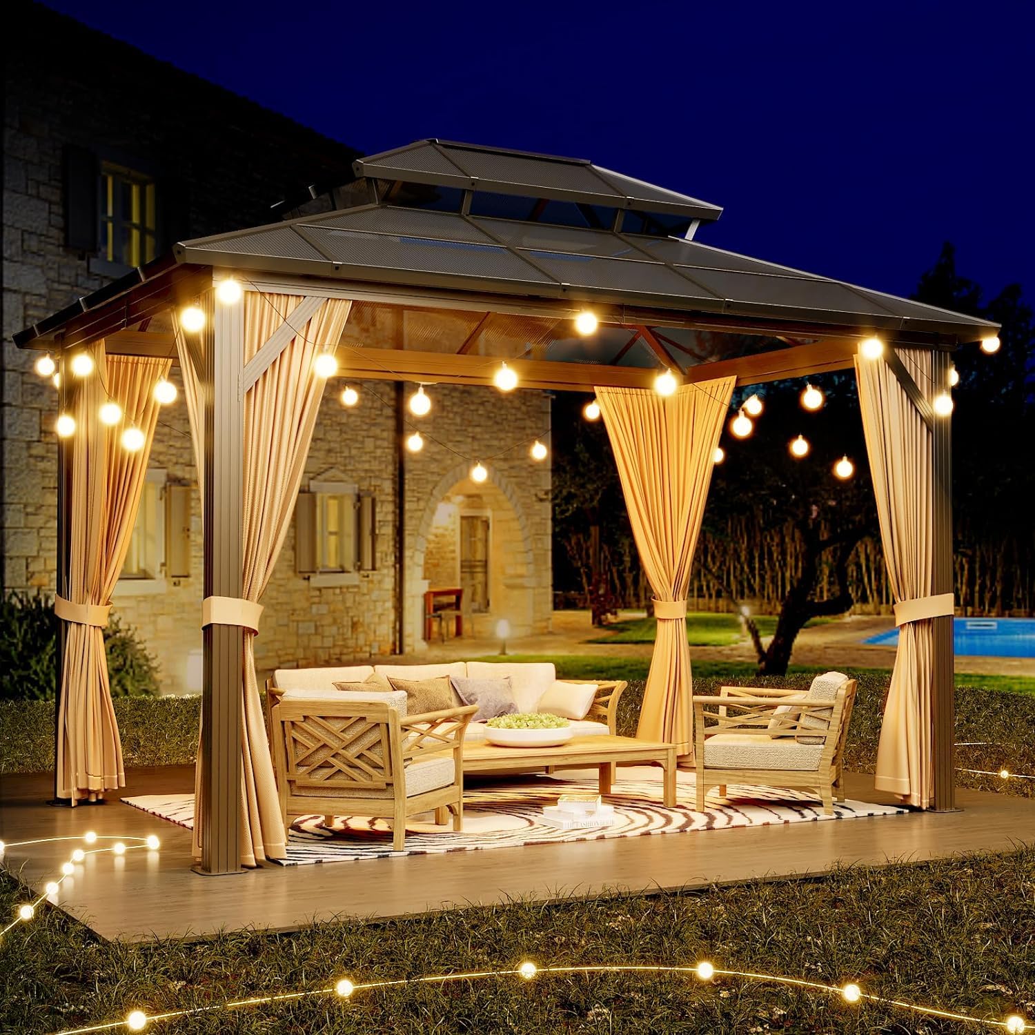 Photo 1 of (*box 1 ceiling frame*) GAOMON 10'x12' Hardtop Gazebo Sunshade for Garden, Patio, Lawns (10x12ft)