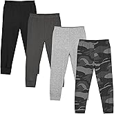 Resinta 4 Packs Toddler and Boys 100% Cotton Pants Kids Sport Pull on Jogger Pants 2T-6Year