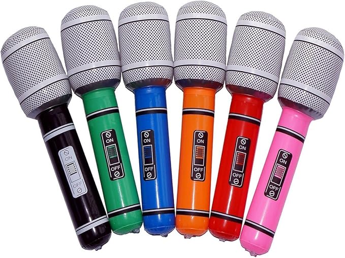 LUOEM 6pcs Inflatable Microphones Blow up Mic Inflatable Instruments