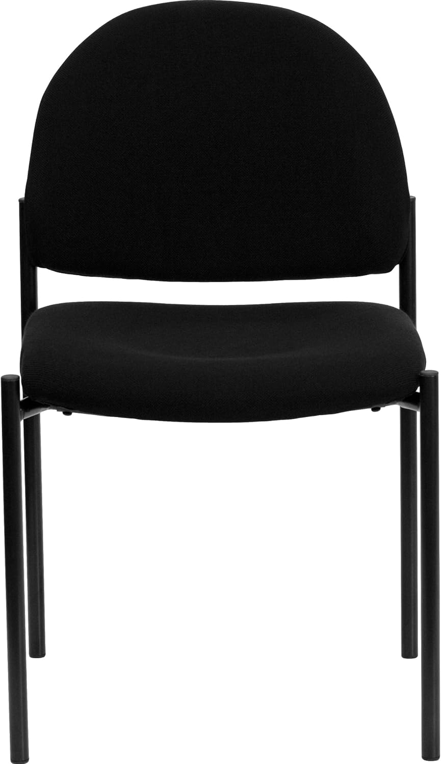Flash Furniture Comfort Black Fabric Stackable Steel Side Reception Chair: Furniture & Decor