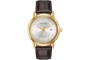 Citizen Men's Classic Eco-Drive Leather Strap Watch, 3-Hand Date