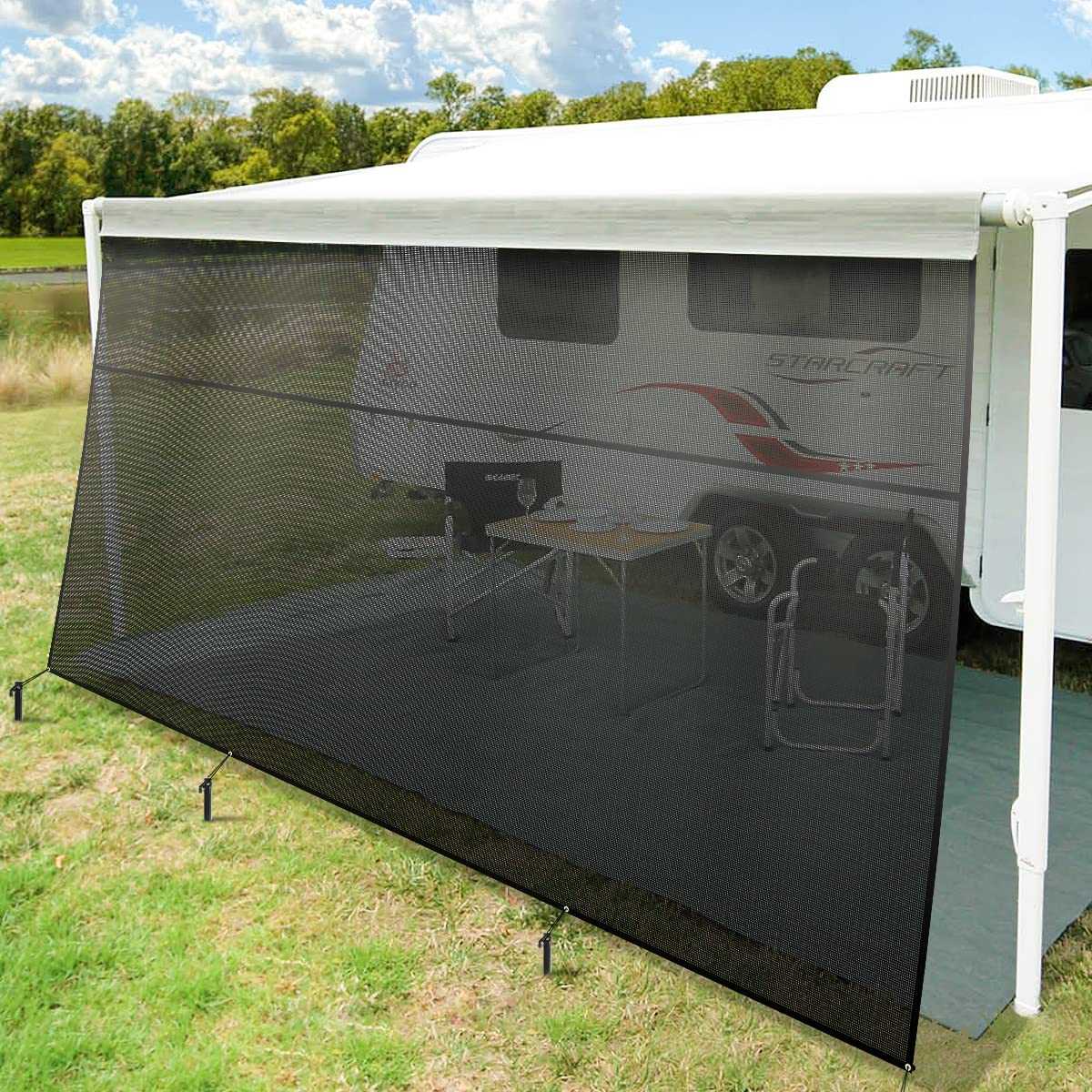 Sun Blockers For Rv ZXMOTO RV Awning Sun Shade Screen 15'x9' with Zipper Black Mesh RV ...