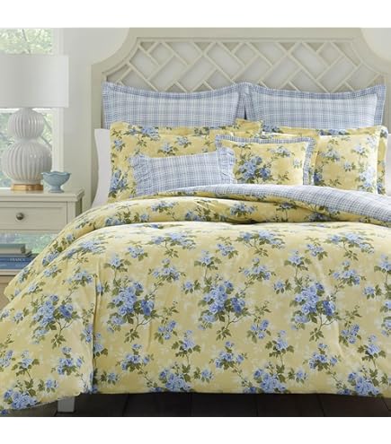 Amazon.com: Laura Ashley Cassidy Yellow Comforter Set, King