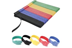 6 Inch Cable Ties Reusable Multi-Purpose Wire Ties Cord Organizer Adjustable Cable Management 5 Colors (100PCS)
