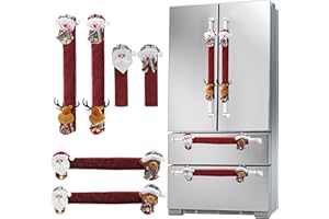 Mosoan Christmas Decorations Indoor 6 Pack Christmas Refrigerator Fridge Door Handle Covers, Santa Snowman Christmas Kitchen Decor Appliance Handle Cover Xmas Holiday Decor