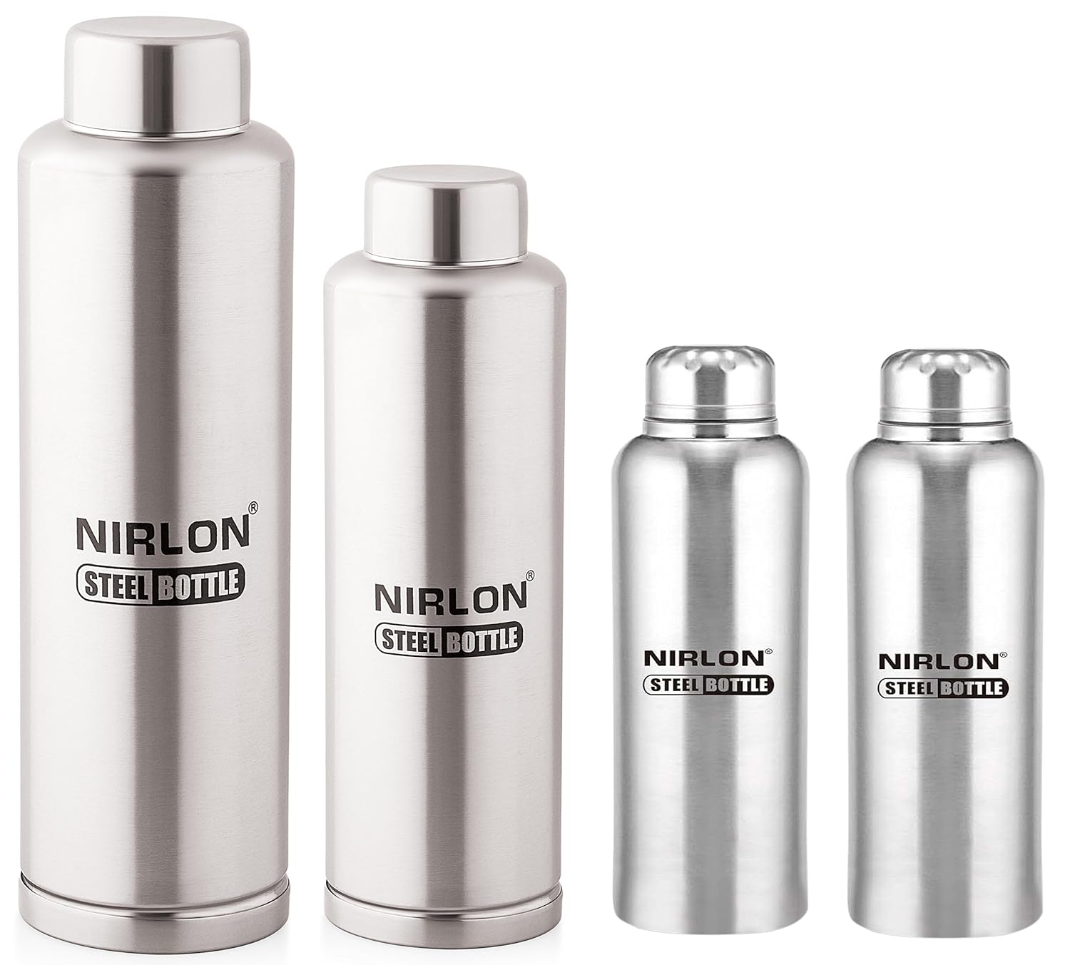 Nirlon Stainless Steel Water Bottle Set, 4Pieces, Silver (FB_1000_400