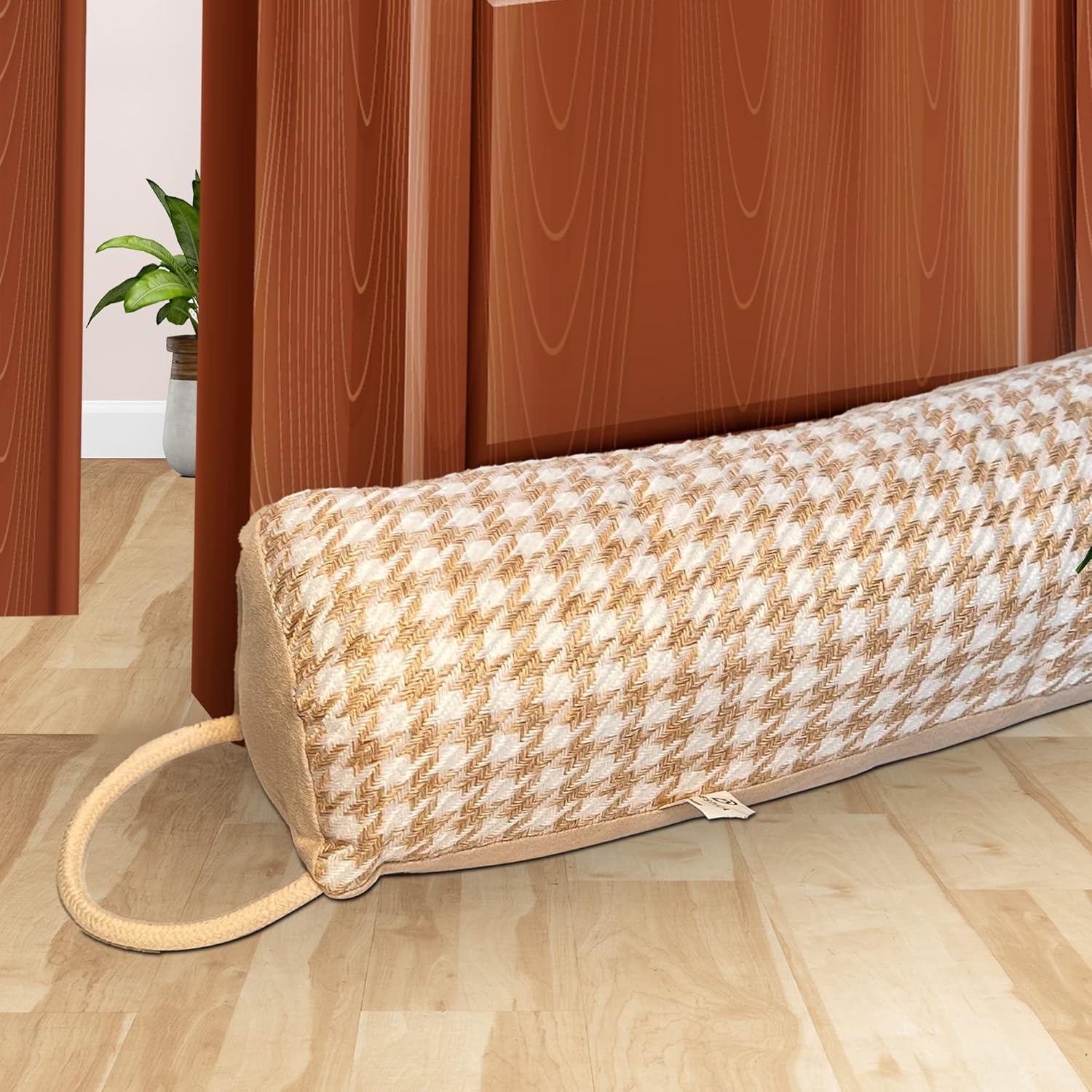 Draft Stoppers - DOMESTICA Under Door Draft Stopper 36 Inch, Under Door Draught Excluder Noise Reducer Heavy Duty Door Snake Draft Blocker, Triangle Design (Beige)